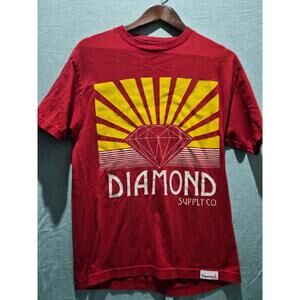 Mens Diamond Supply Co Tshirt Red And Yellow Size Medium